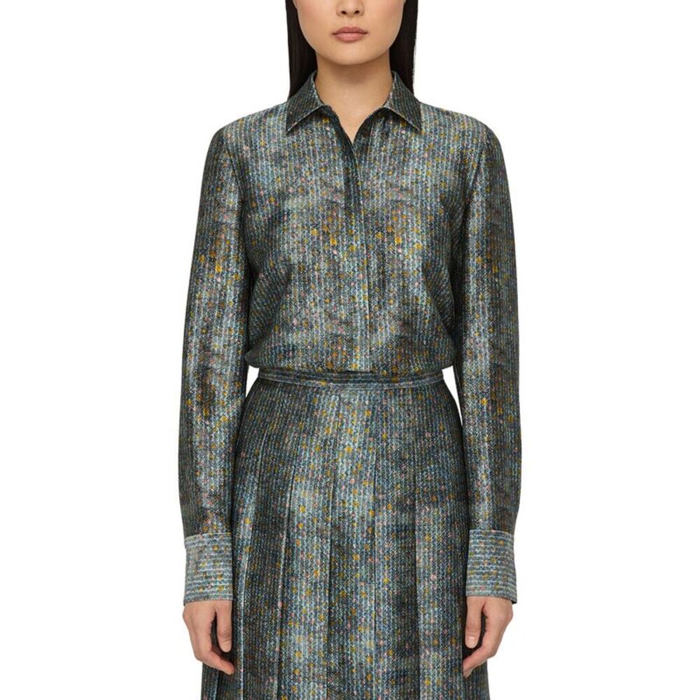 Lafayette 148 New York Womens Scottie Silk-Blend Blouse - Picture 1 of 5